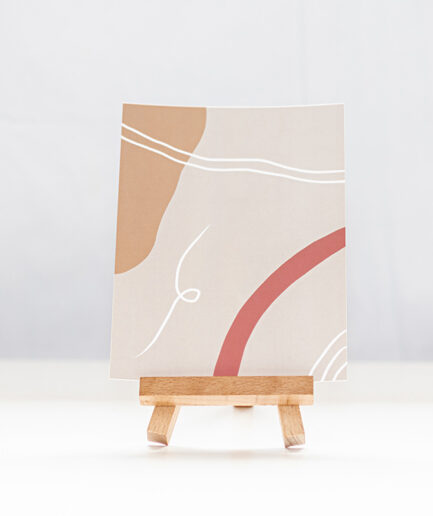 Ophelia A6 Print - Beige with warm abstract shapes and white lines