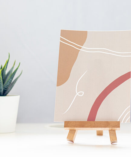 Ophelia A6 Print - Beige with warm abstract shapes and white lines
